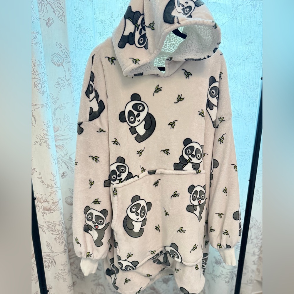 The Oodie Panda Blanket Hoodie – One Size, Ultra Soft Sherpa Fleece
